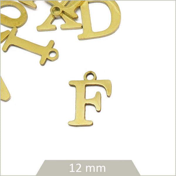 pendentif initiale lettre F acier doré