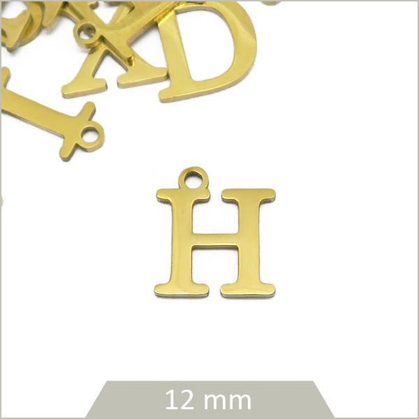 lettre H acier doré
