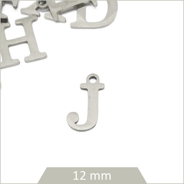 1 breloque lettre J en acier inoxydable