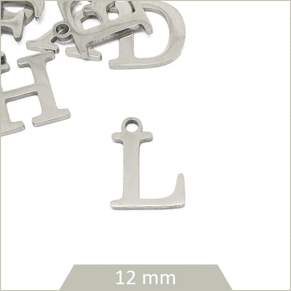 1 breloque lettre L en acier inoxydable