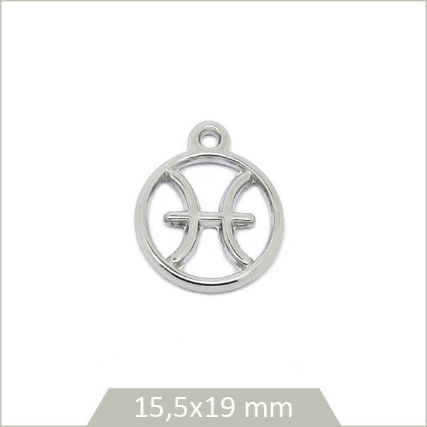 1 breloque astrologie signe Poissons en acier inoxydable