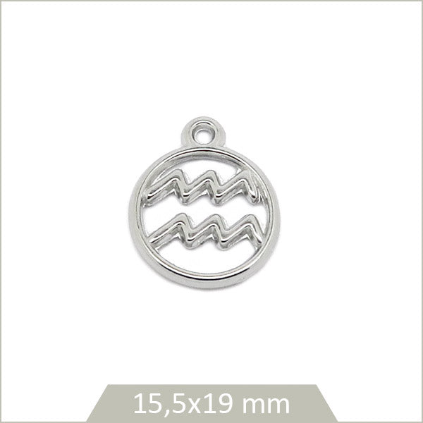 1 breloque astrologie signe Verseau en acier inoxydable