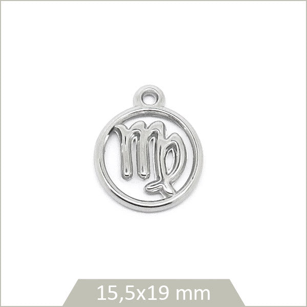 1 breloque astrologie signe Vierge en acier inoxydable