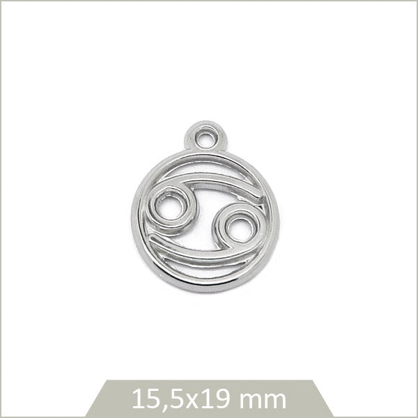 1 breloque astrologie signe Cancer en acier inoxydable