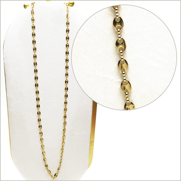 1 sautoir chaîne à maillons plats en acier inox doré 40 cm