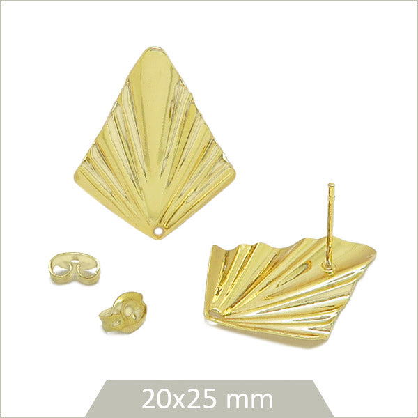 4 clous de boucles d'oreilles losange dorés