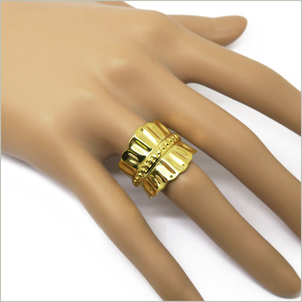 1 bague ajustable drapée en acier inoxydable doré