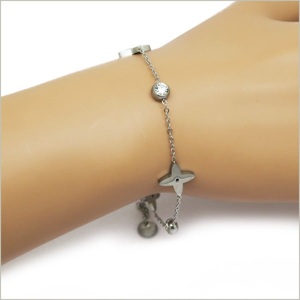 1 bracelet étoile et strass en acier inoxydable 17,5cm