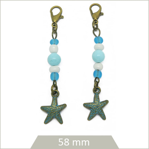 2 pendentifs étoile de mer en alliage bronze
