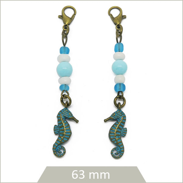 2 pendentifs hippocampe en alliage bronze