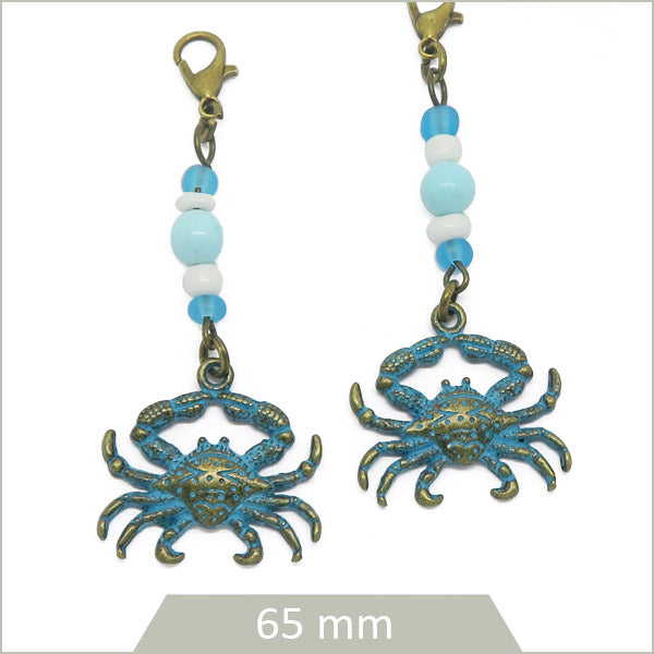 2 pendentifs crabe en alliage bronze