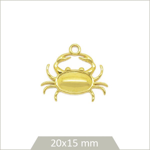 1 breloque crabe en acier inoxydable 304 doré