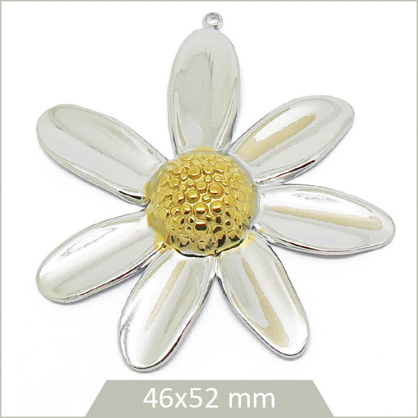 1 grande breloque marguerite en acier inoxydable