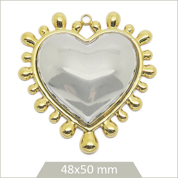 1 grande breloque cœur en acier inoxydable