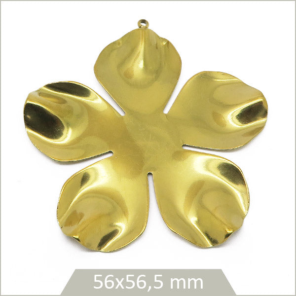 1 grande breloque fleur ondulée en acier inoxydable doré