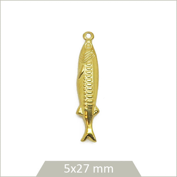 1 breloque poisson acier inoxydable 304 doré