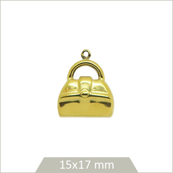 1 breloque sac à main en acier inoxydable 304 doré