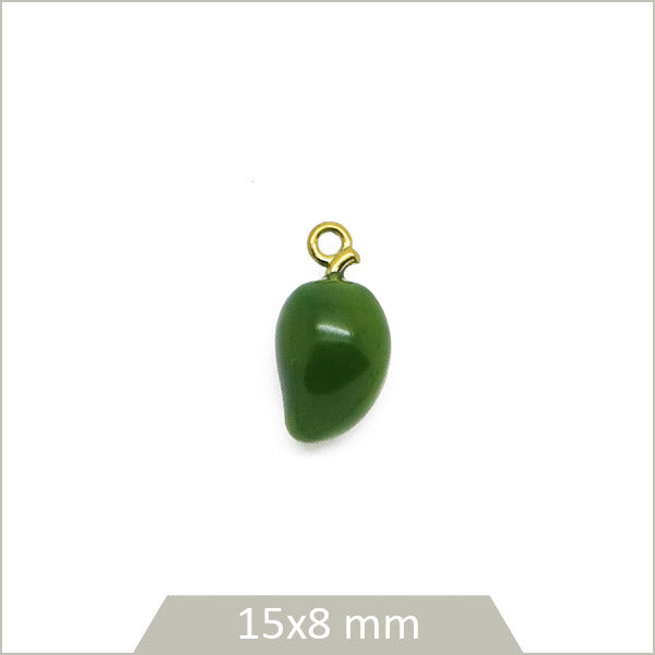 1 breloque mangue effet émaillé en acier inoxydable 316L doré plaqué or 18k