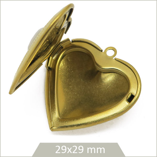 1 médaillon coeur en acier inoxydable 304 doré et cabochon en Pierre de Lune