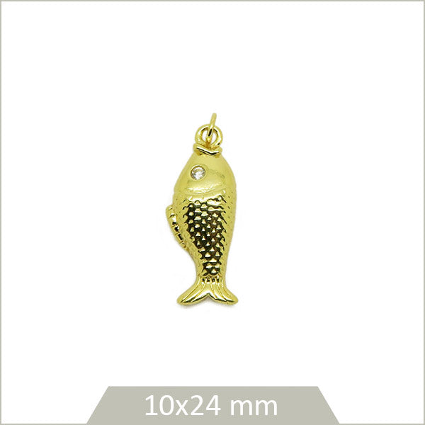1 breloque poisson en acier inoxydable doré