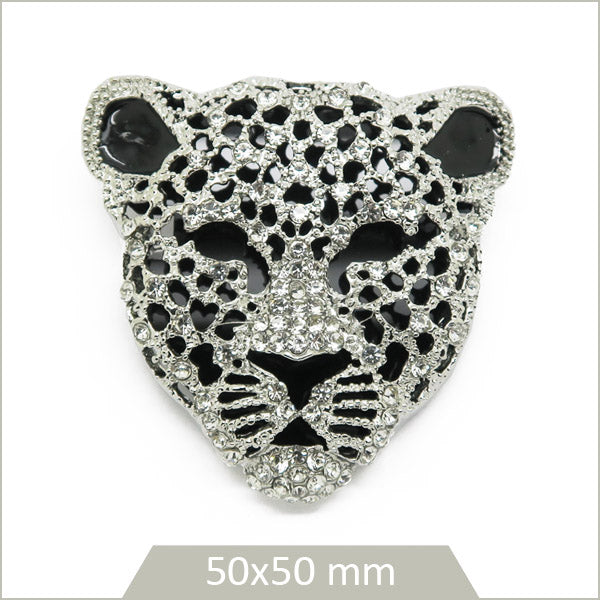 1 broche tête de léopard dentelée alliage argenté