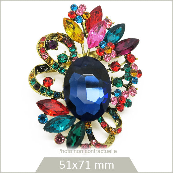 Broche ovale carnaval multicolore