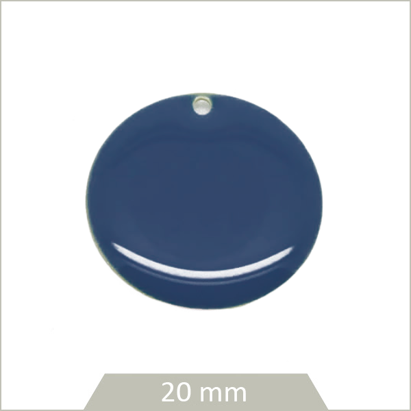 4 sequins effet émaillé 20mm bleu marine foncé