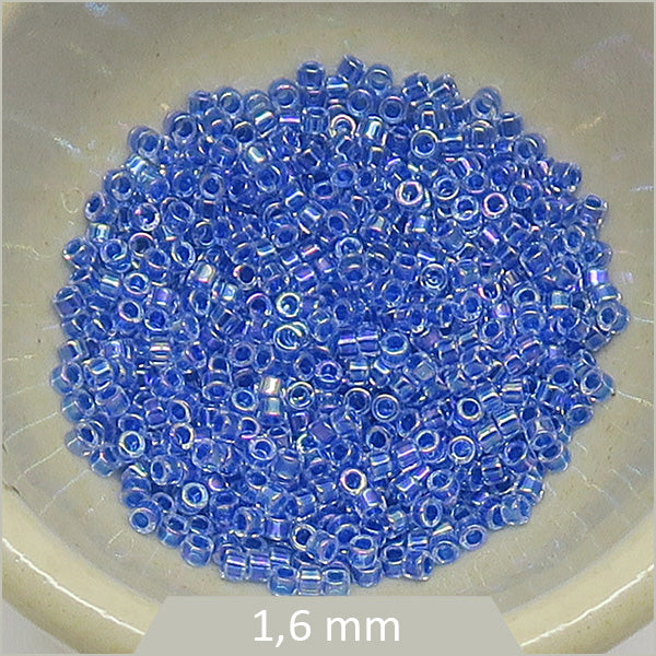 5g de perles Miyuki Delica 11/0, DB0077 bleues transparentes irisées