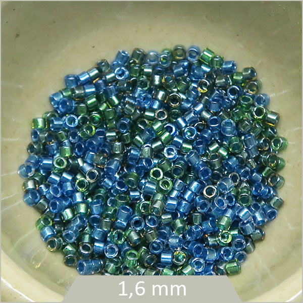 5g de perles Miyuki Delica 11/0, DB0985 mix vert et bleu