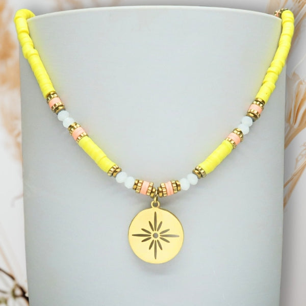 DIY collier perles heishi jaune