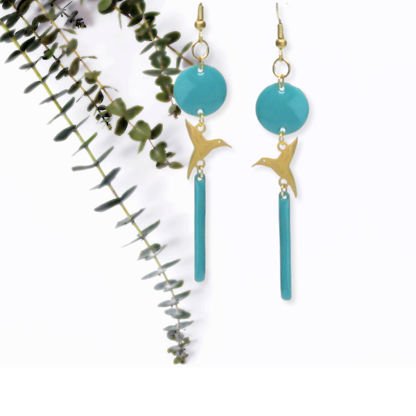 DIY boucles oreilles oiseau acier doré