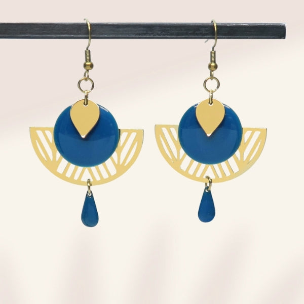 DIY boucles d'oreilles or et bleu