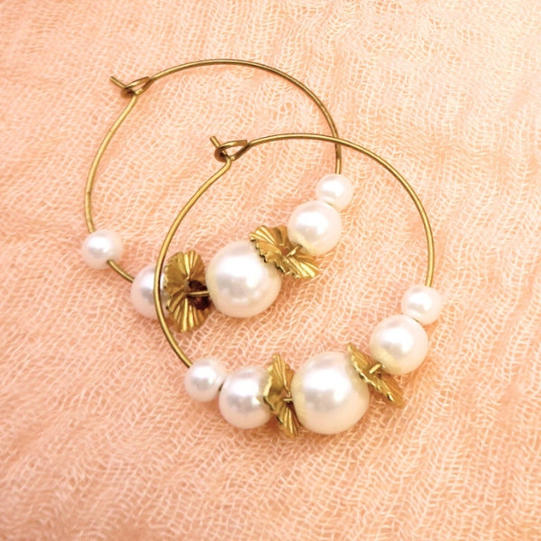 Env. 110 perles de verre nacrées 4 mm blanches