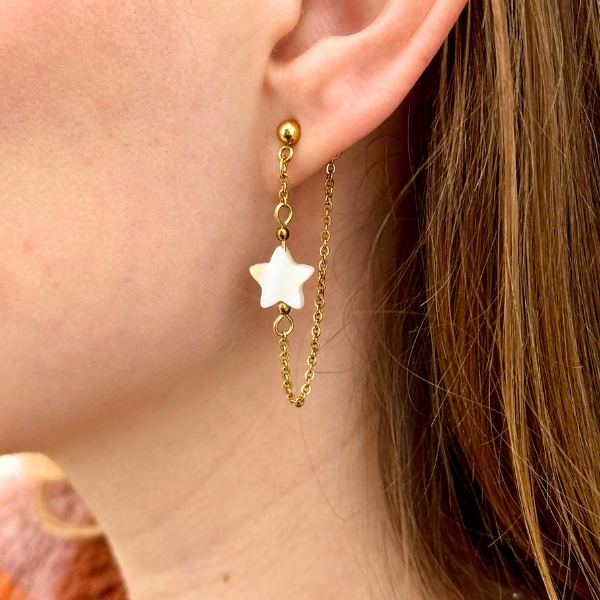 Env. 40 perles étoiles nacrées 10 mm