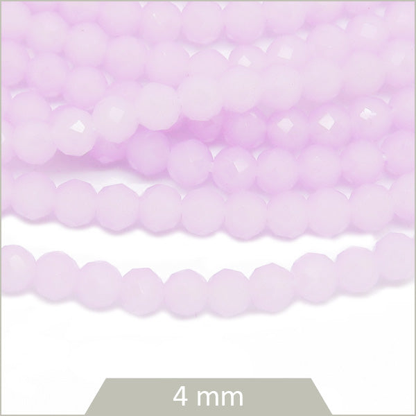 Env. 95 perles de verre à facettes lila, 4 mm