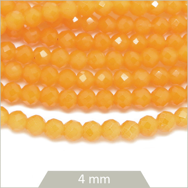 Env. 95 perles de verre à facettes orange, 4 mm