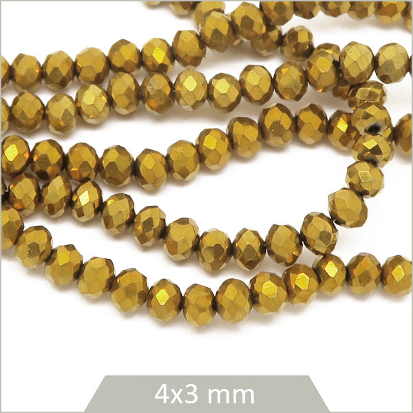 perles verre effet métallisé doré