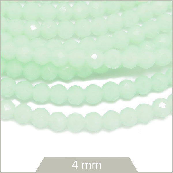 Env. 95 perles de verre à facettes aquamarine, 4 mm