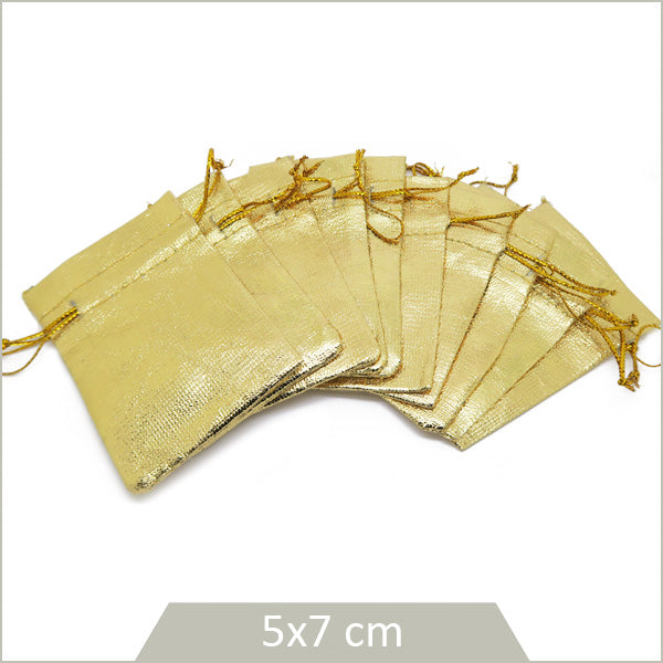 10 pochons en organza doré, 5x7 cm