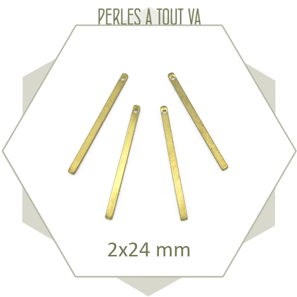 10 breloques bâtons laiton brut 24 mm