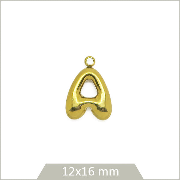 1 breloque lettre A en acier inoxydable 304 doré plaquage IP 18K
