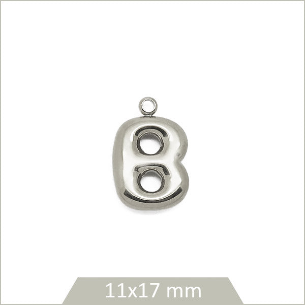 1 breloque lettre B en acier inoxydable 304