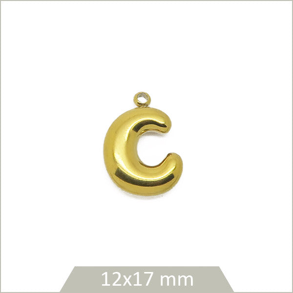 1 breloque lettre C en acier inoxydable 304 doré plaquage IP 18K