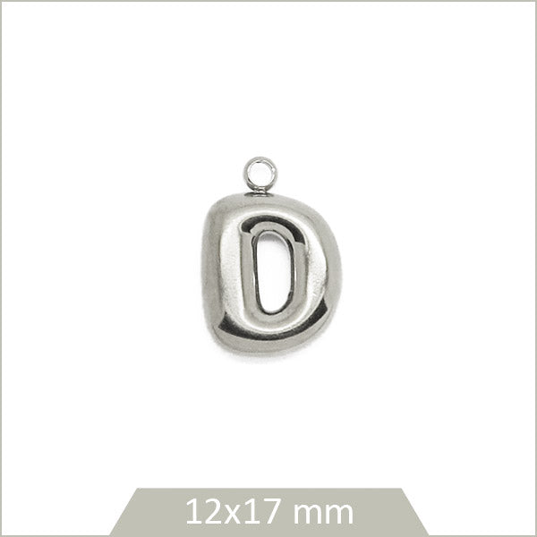 1 breloque lettre D en acier inoxydable 304