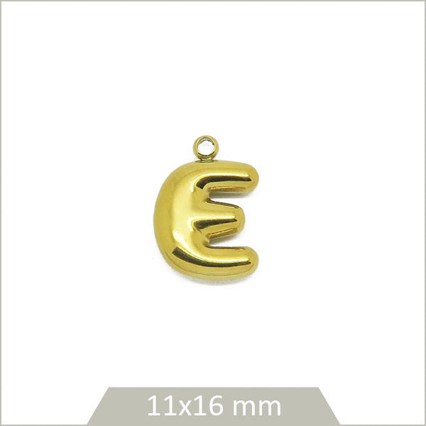 1 breloque lettre E en acier inoxydable 304 doré plaquage IP 18K
