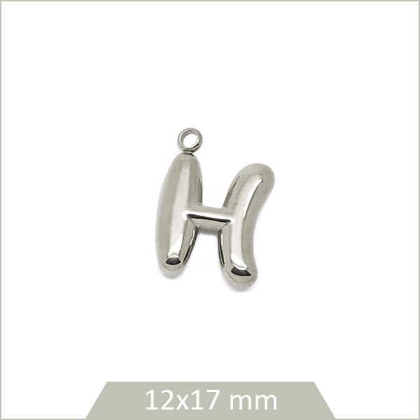 1 breloque lettre H en acier inoxydable 304