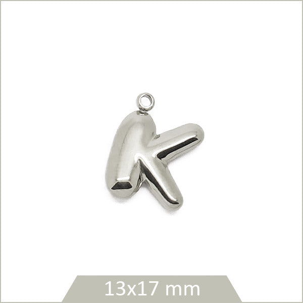 1 breloque lettre K en acier inoxydable 304