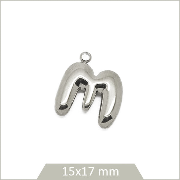 1 breloque lettre M en acier inoxydable 304