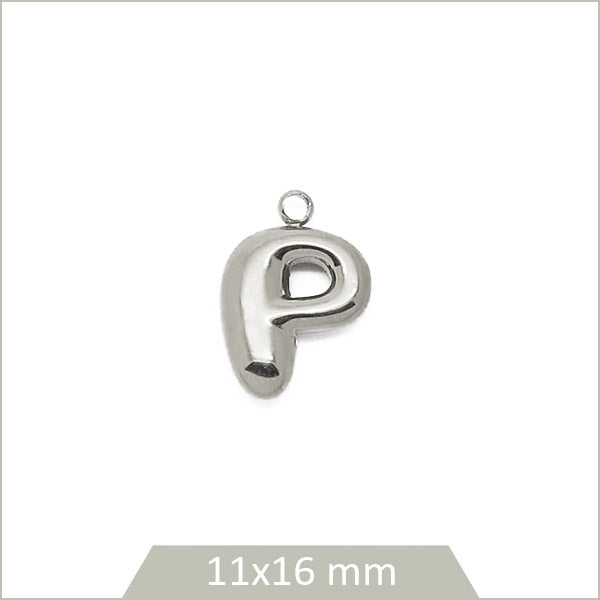 1 breloque lettre P en acier inoxydable 304