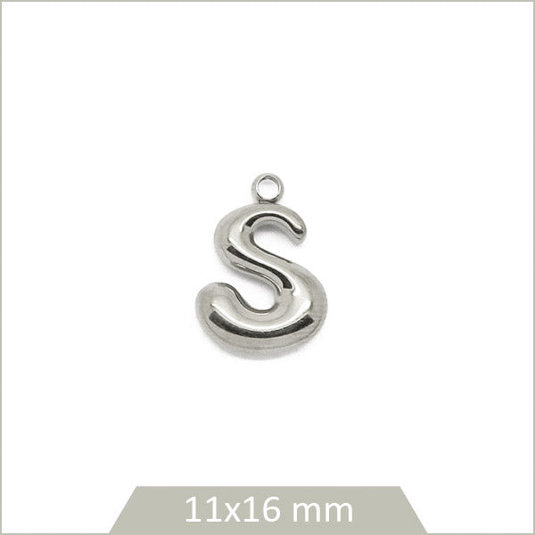1 breloque lettre S en acier inoxydable 304